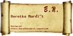 Beretka Marót névjegykártya